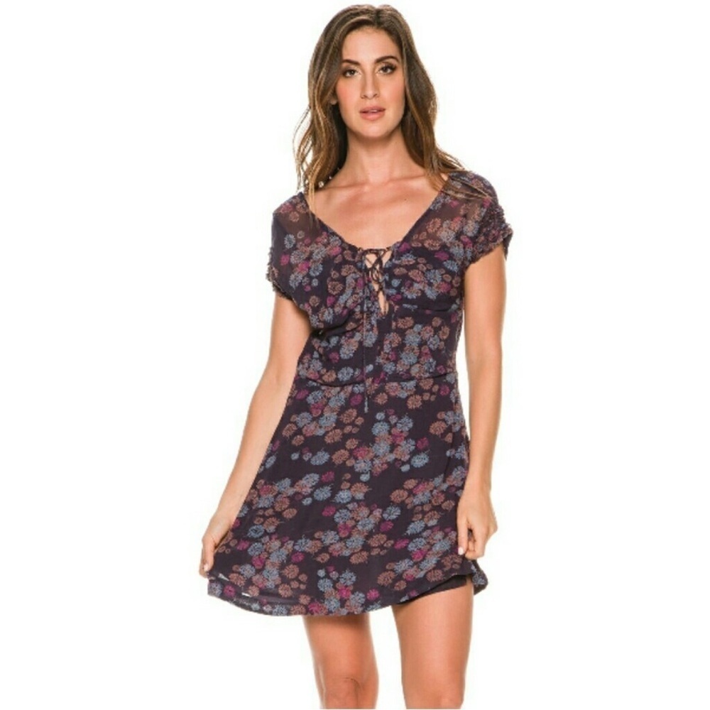 Free People Yours Truly Printed Mini Dress  Size 12 New-Missing String